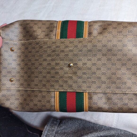 Authentic Vintage Gucci Micro GG Supreme Boston Bag Web Stripe Pristine Interior - Picture 9 of 15